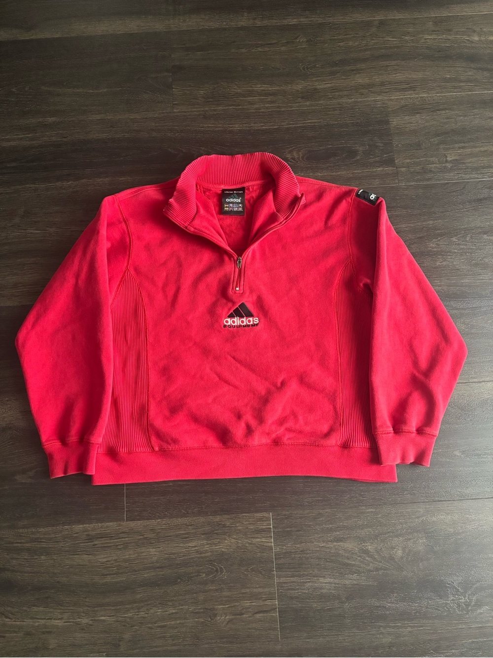 Adidas Equipment RARE Red Embroidered Spell Out Quarter Zip Sweatshirt (M)